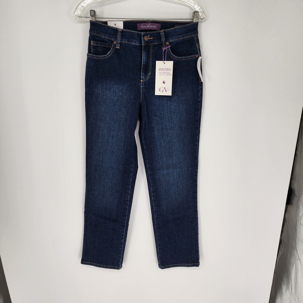 Gloria Vanderbilt Size 4P Short Amanda Madison Dark Wash Slimming Jeans NWT